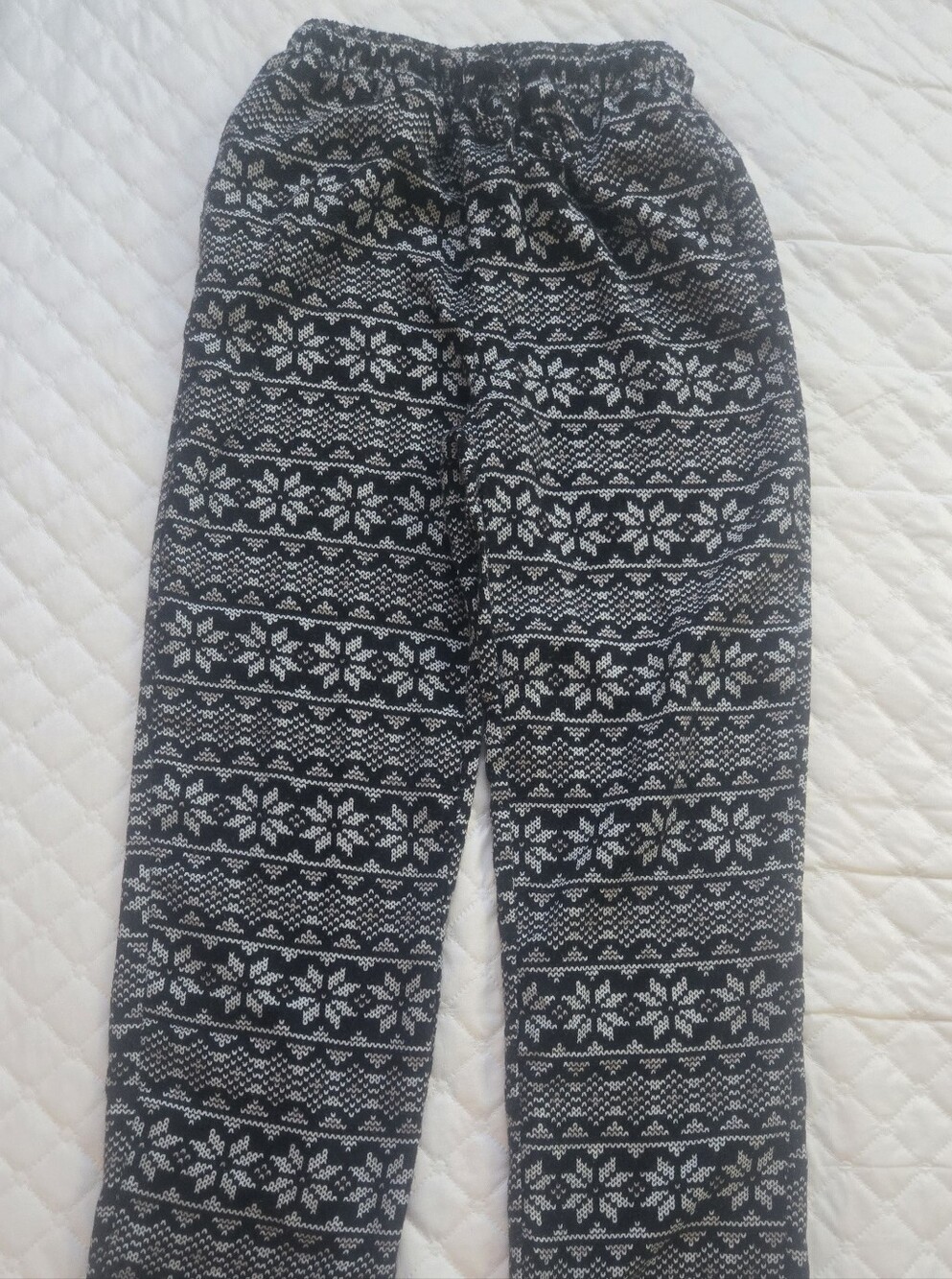 Girls Black & White Fair Isle Knit Leggings